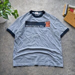 AAA Style Vintage Gray and Black Illinois University Ringer Tee
